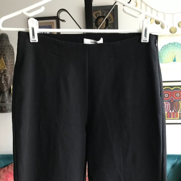 VINCE size M Black Stitch Front Seam Italian Ponte Leggings - Picture 3 of 5